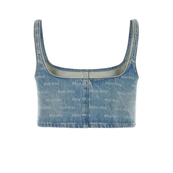 MIU MIU Printed Denim Crop-Top - Picture 3 of 3